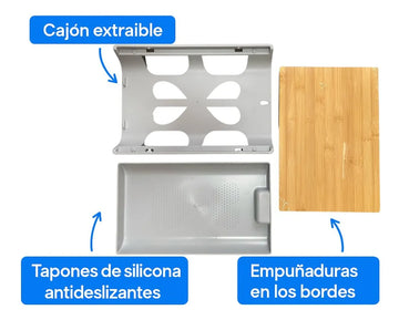 Tabla Cortar Bambú Bandeja Recolectora Organizacion Cocina Lisa