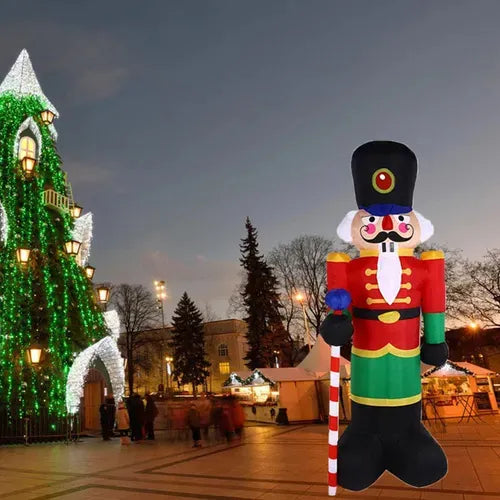Cascanueces Inflable Navideño Con Luz Led Incorporada, Blanco