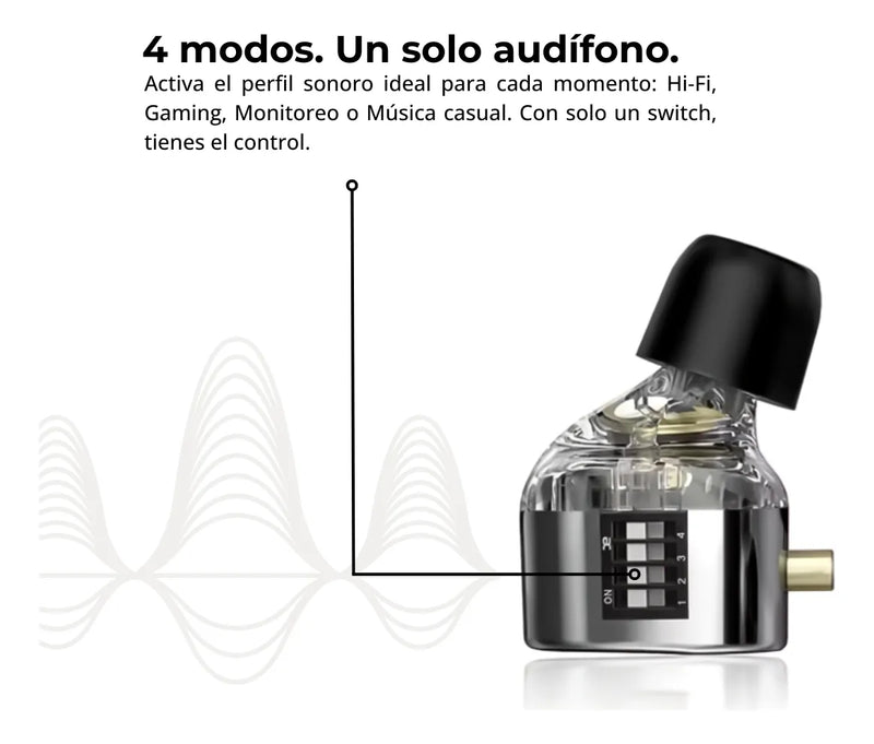 Audífonos Kz Castor Bass Edition Microfono In Ear 4 Driver Negro