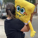 Peluche Bob Esponja Grande 70cm Moño De Regalo Y Globos Amarillo