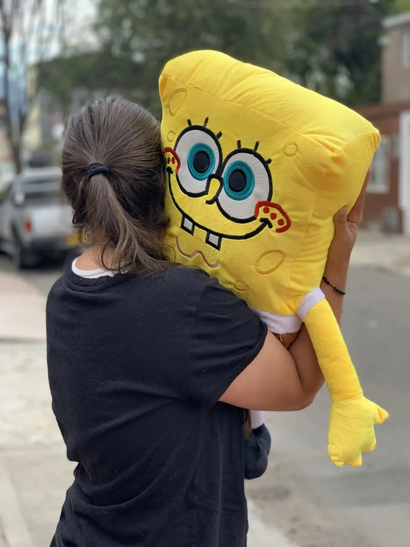 Peluche Bob Esponja Grande 70cm Moño De Regalo Y Globos Amarillo
