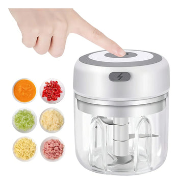 Mini Procesador De Alimentos Eléctrico Picatodo Portable Usb Color Gris