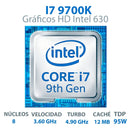 Procesador gamer Intel Core i7-9700K BX80684I79700K de 8 núcleos y 4.9GHz de frecuencia con gráfica integrada
