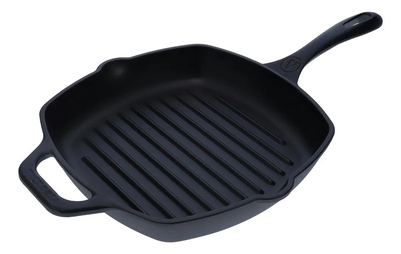 Sartén De Hierro Cuadrada Tipo Grill Con Mango 25x25cm Curado