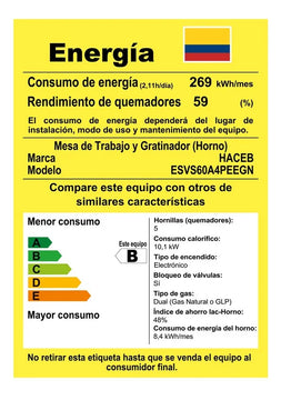 Estufa Orégano Haceb 60 Cms Negra-inox Gas Natural Color Negro/Inox