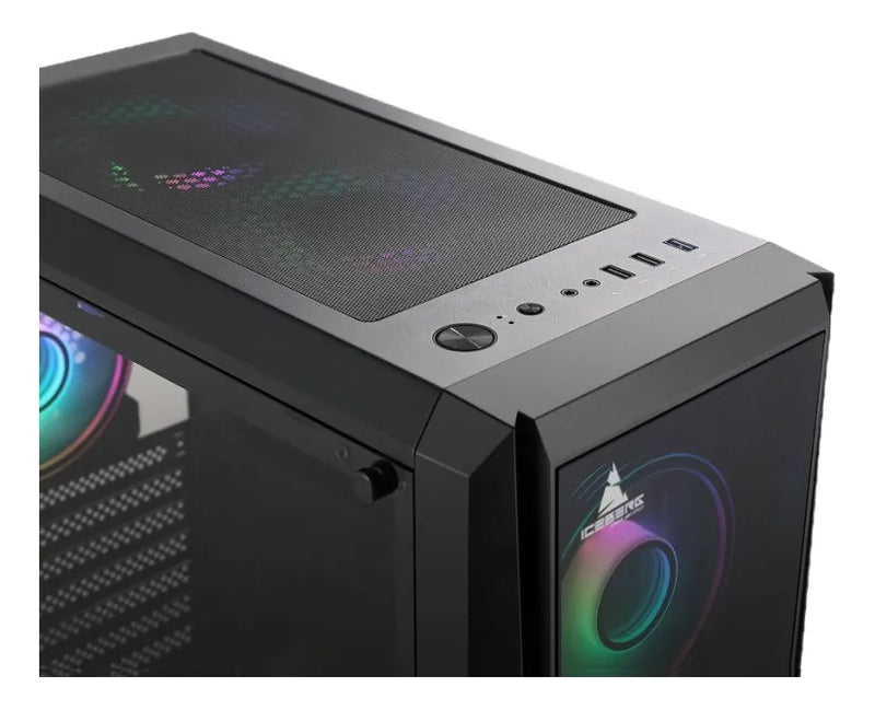 Chasis Caja Atx Gamer Iceberg Crystal G11 + 4 Fans Argb Negro