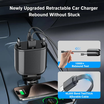 Magjieyx Cargador Retractil De Coche Para Todos Los Telefono