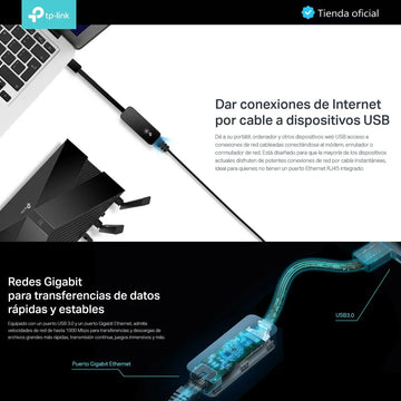 Tp-link, Adaptador De Red Usb 3.0 A Ethernet Gigabit, Ue306