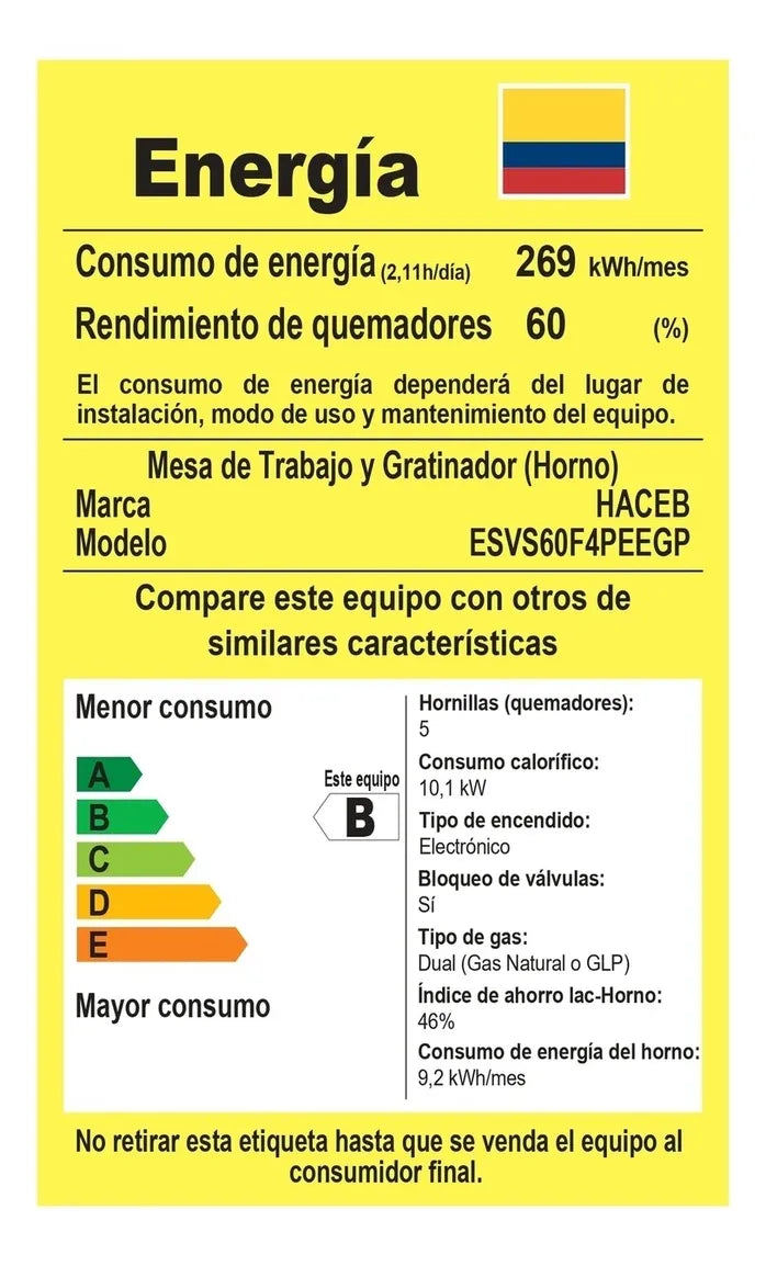 Estufa Orégano Haceb 60 Cms Gas Propano Negra Color Negro