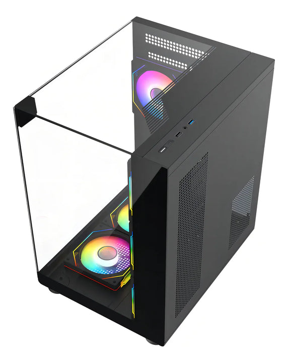 Chasis Gamer Iceberg Crystal Cube S Black 6 Fans Argb