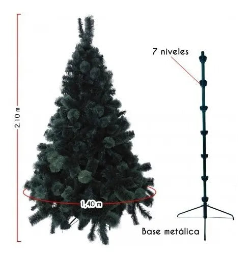 Arbol De Navidad Frondoso De Lujo 210cm Tupido 1110 Ramas Verde