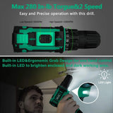 Kit De Taladro Inalámbrico, 67piezas, Batería De Litio Verde Musgo