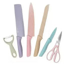 Juego Cuchillos Antiadherentes Cocina X6 Piezas + Tijeras Multicolor