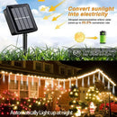 Luz Navideña Solar 100 Led 12mt Recargable Cálida Secuencias Cálido