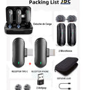 Micrófono Inalambrico De Solapa Tipo C Iphone Y PC Con Estuche De Carga Doble Receptor y Cancelación de Ruido y Antipop Vimai M8C-2 Negro