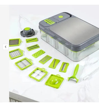 Cortador Picador Rayador De Verduras Multifuncional 26 Pzs Verde