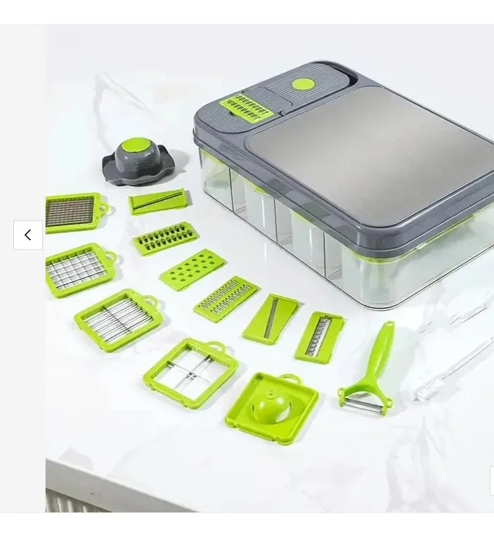 Cortador Picador Rayador De Verduras Multifuncional 26 Pzs Verde