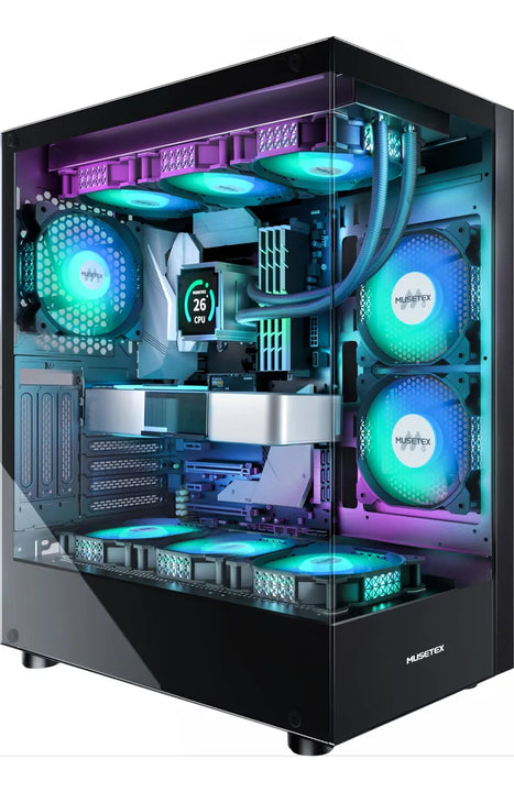 Caja De Computadora Atx Con 6 Ventiladores Argb Y Vidrio Tem