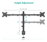 Soporte Para 2 Monitores Doble Dual Escritorio Wali M002-32 Negro Tamaño de 13" a 32"