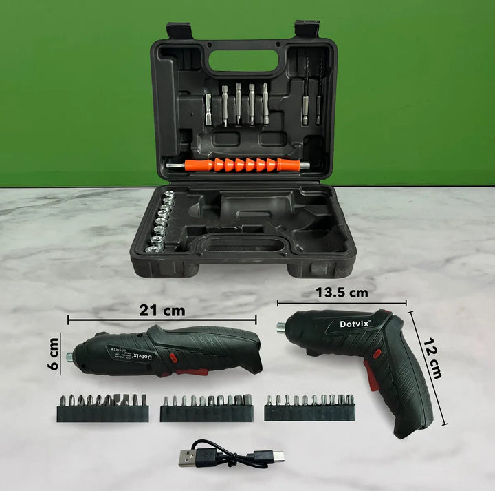 Destornillador Atornillador Eléctrico 48 Piezas Minitaladro - Negro