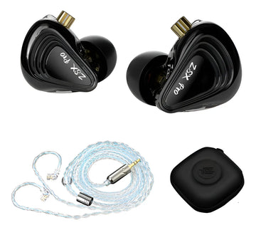 Audifonos Kz Zsx Pro Monitores + Cable Mejorado + Estuche Negro Sin Micrófono
