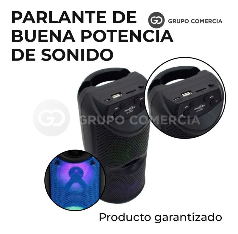 Parlante Bluetooth / Radio Cilindrico Mp3 Mega Bass Original Negro