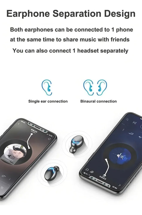 Audífonos Inalambricos Bluetooth F9-5 Tsw Powerbank Batería Color Negro