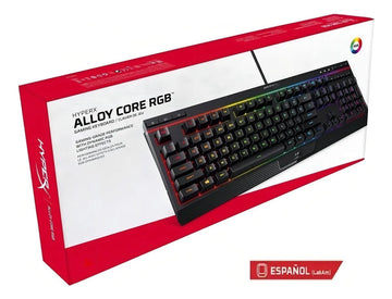 Teclado gamer HyperX Alloy QWERTY Membrana español latinoamérica color negro con luz RGB