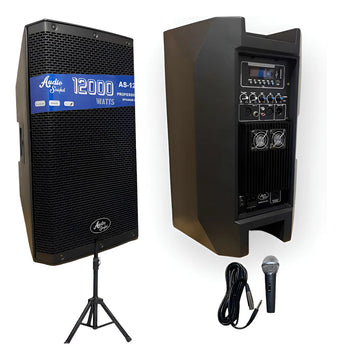 Parlante Activo Audio Sound 12 Pulgadas 12.000w +base Y Mic Negro
