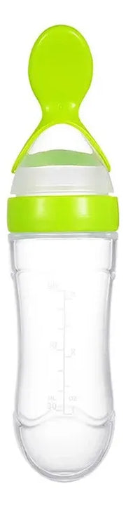 Cuchara Biberón En Silicona Paticos Bebés Tetero Color Verde