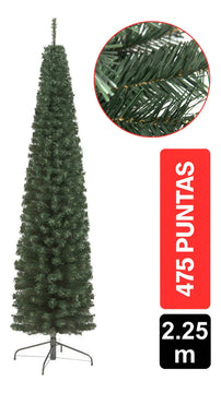 Arbol de Navidad Vermont 2.25m 475 Puntas Gio Home Pino Navideño Look Natural Base Metálica Artificial para Decoración con Bolas Adornos Extensiones Cintas Bombillos Botas Campanas Luces Estrella Noel