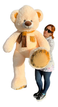 Oso De Peluche Gigante Metro Y Medio 1,50 +moño + 5 Globos Mantequilla