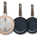 Setx3 Sartenes Tasty(18cms, 20cms, 24cms)en Aluminioprensado Color Beige