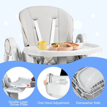 Silla Alta Portable Para Bebés Con Arnés Y Respaldo Ajustabl