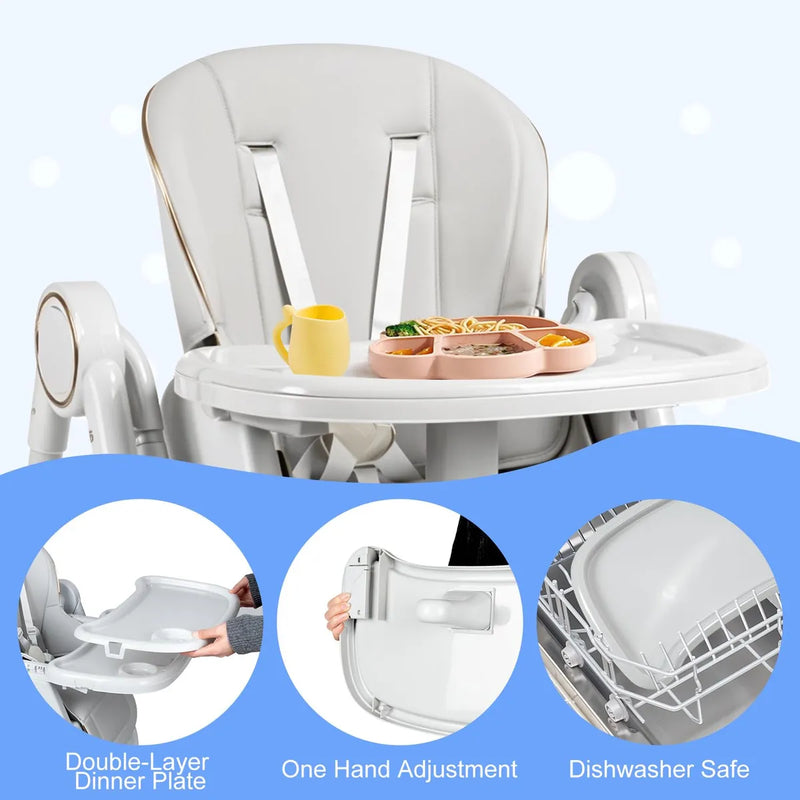 Silla Alta Portable Para Bebés Con Arnés Y Respaldo Ajustabl