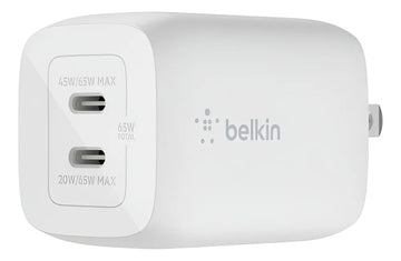 Cargador Pared Dual Belkin Usbc 65w Color Blanco