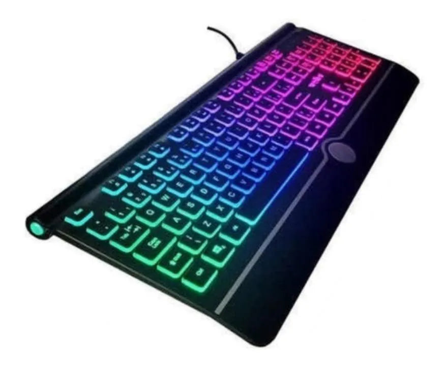 Teclado Weibo QWERTY color negro con luz RGB