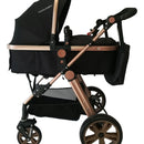 Coche de paseo Happy Baby Alizze travel system negro con chasis color dorado