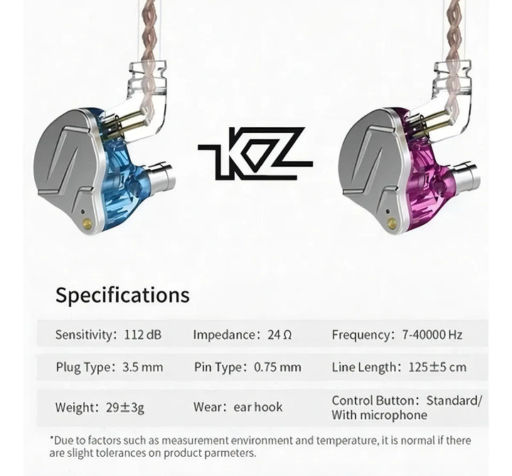 Auriculares in-ear inalámbricos KZ Auriculares con cable ZSN Pro with mic violeta
