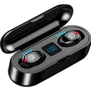 Audífonos in ear inalámbricos F9 negro con luz LED