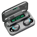Audífonos in ear inalámbricos F9 negro con luz LED