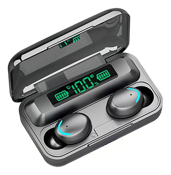 Audífonos in ear inalámbricos F9 negro con luz LED