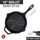Sartén De Hierro Fundido Esmaltado Victoria® 25 Cm / 10 In Color Negro