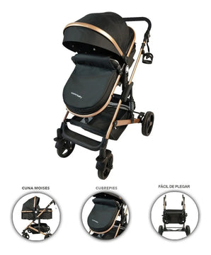 Coche Bebe Moisés Happy Baby Fj Color Negro