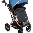 Coche Bebé Reclinable Moises Bebesit Gold Lx, Plegable Azul Chasis Dorado