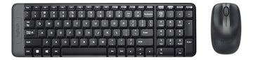 Kit de teclado y mouse inalámbrico Logitech MK220 Español de color negro
