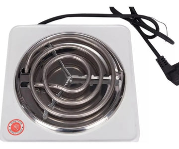 Estufa Eléctrica 1 Puesto Fogon Portátil Camping 1000w 110v Color Blanco