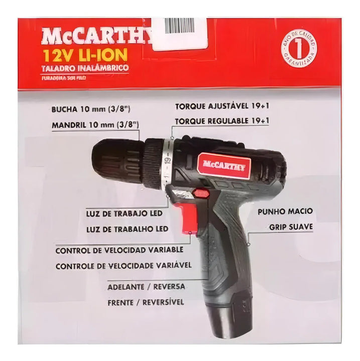 Taladro Inalámbrico Mccarthy 12v Batería Li-ion Color Gris