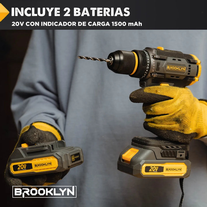 Taladro Brooklyn Inalambrico 50/60 Hz + 2 Baterias 20v Taladro Atornillador