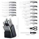 Juego Cuchillos Cocina Set 15 Piezas Acero Base De Madera